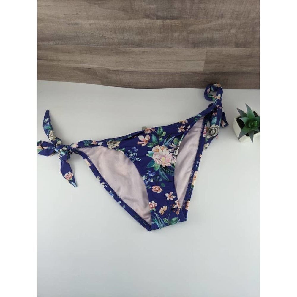 NWT Floral Sapphire Side Tie Hipster Swim